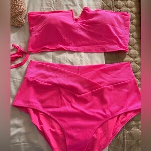 Aerie Neon Pink high waisted bikini